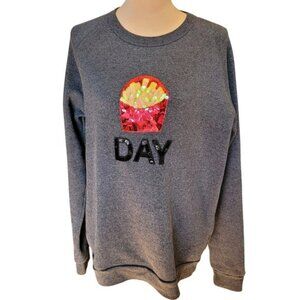 Bow & Drape + Spanx Collab Sequin Fry Day Sweatshirt Large Crew Neck Cozycore